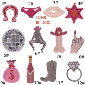 Cowgirl cloth stickers 12 pieces
