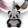 Wholesale Cute Panda Rhinestone Tassel Keychain Pink Korean Velvet Fashion Accessory Gift