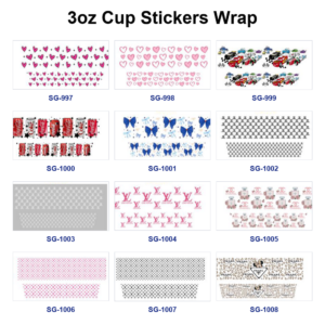 oly-344426ebc4e340db46be90d8f88fef14 Wholesale 8pcs Heart Bow Fashion Car Drink 3oz Cup Stickers Wrap OLY Exclusive