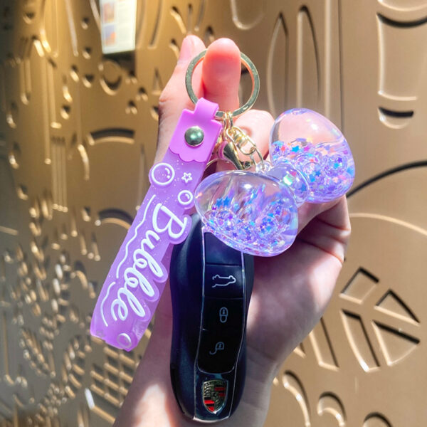 oly-345d4cfce2acfe92367877fa07067295 Wholesale Luminous Bow Bubble Bead Keychain Acrylic Car Key Accessory Gift