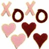oly-346e68f103fbc37b2676013663312f3c Wholesale Polyester Embroidered Heart Applique Patch with Gold Edge DIY Accessory for Valentine's Day