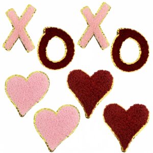 Wholesale Polyester Embroidered Heart Applique Patch with Gold Edge DIY Accessory for Valentine's Day