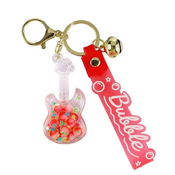 Wholesale Luminous Guitar Keychain Acrylic Oil Filled Bag Charm Gift