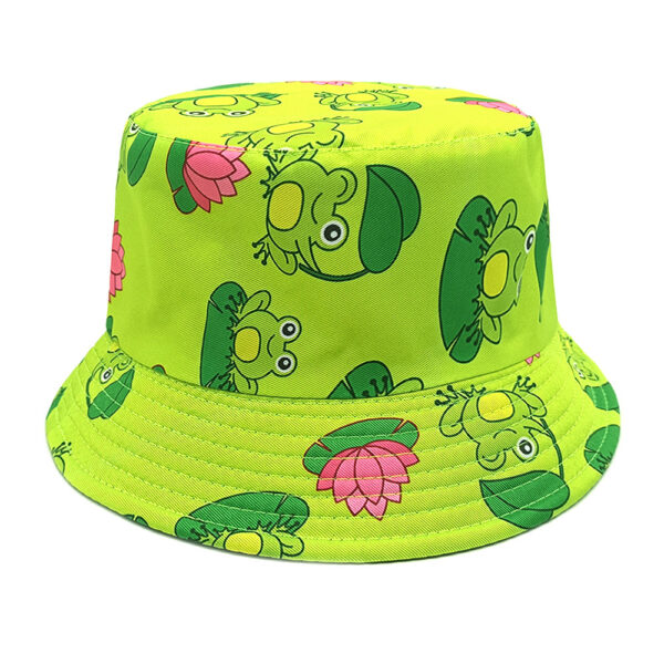 Wholesale Cartoon Frog Flamingo Print Bucket Hat Trendy Sun Protection Outdoor Beach Hat