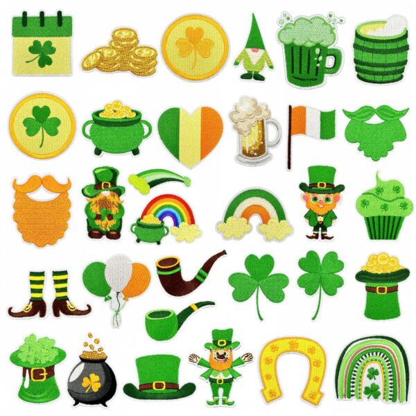 Wholesale Irish Green Embroidered Cloth Patch, Cartoon Festival Badge for Clothes, Decorative Gift