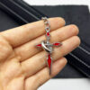 Wholesale Red Distressed Cross Pendant Keychain, Punk Style, Zinc Alloy Car Key Accessory