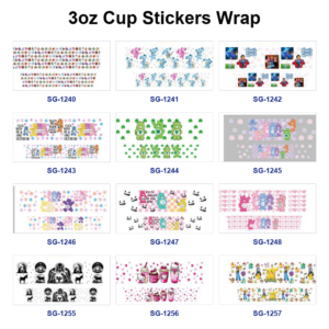 oly-34b4df6954321bcbba1226d4cdd88333 Wholesale 8pcs Mixed Cartoon Dog Colorful Bear Anime Character Kitty Pocket Monster Print 3oz Cup Stickers Wrap OLY Exclusive