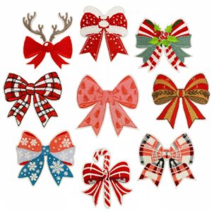 oly-34d0212a7eecf779a1cc33823ee2c470 Wholesale Christmas Cartoon Bow Polyester Embroidery Iron-On Patch Decorative Accent Gift Boutique Fashion Accessory
