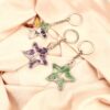 oly-34fc75e2341e6b315c91b516f49f47a9 Wholesale Metal Keychain Pendant Colorful Crystal Star Life Tree Design for Couple