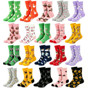 Wholesale Cotton Mid Calf Socks with Animal Print Design Trendy Unisex Casual