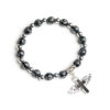 Wholesale Trendy Cross Bracelet Elastic Acrylic White Silver Beads Angel Design Fashion Accessory