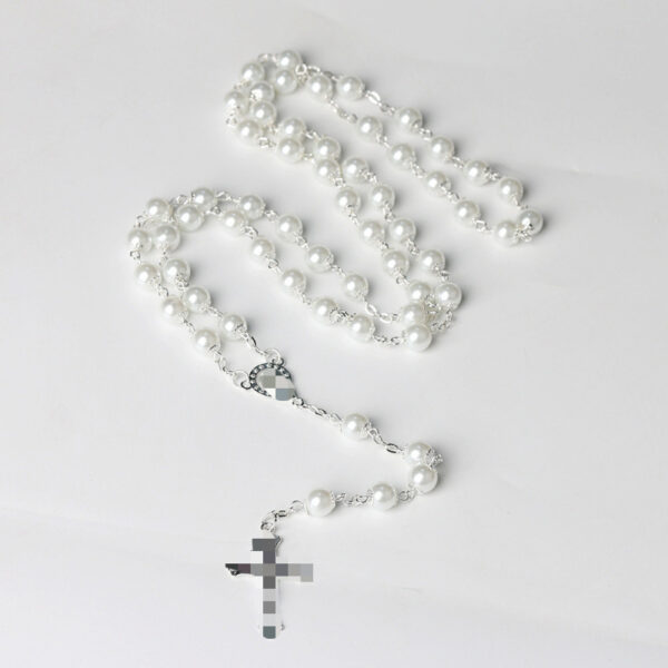 oly-3527e5e1ce57380b0d21dded5c2a86fc Wholesale Cross Pearl Necklace 8mm Gold Pearl Pendant Ball Chain Fashion Accessory for Boutique Resale