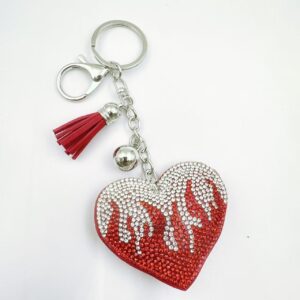 oly-353ea97d50f57be97695b29f49c0e98e Wholesale Rhinestone Heart Shaped Bag Charm Keychain Deep Pink, Tassel, Fashion Accessory Gift for Resale