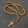 oly-3568abc456365d973aa3e83b25161a42 Wholesale Handmade Wooden Cross Rosary Necklace Chic Fashion Accessory for Gift or Boutique Resale
