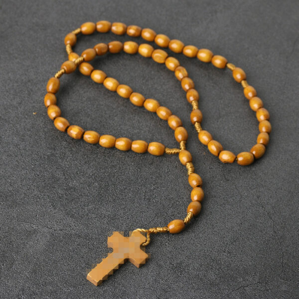 oly-3568abc456365d973aa3e83b25161a42 Wholesale Handmade Wooden Cross Rosary Necklace Chic Fashion Accessory for Gift or Boutique Resale