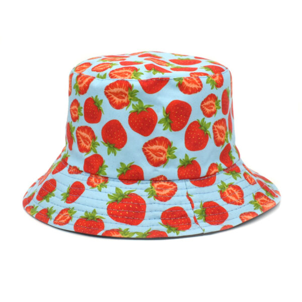 Wholesale Strawberry Print Double Sided Fisherman Hat Sunscreen Casual Hat for Travel