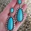 oly-3584200f489736aa42ff9d76494413f8 Wholesale French Retro Drop Turquoise Earrings Ancient Silver Alloy Fashion Accessory Gift