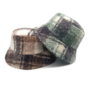 oly-35b3e9dc1831a1d3ffa4b81bfe2a798a Wholesale Plaid Lamb Wool Fisherman Hat Green Winter Unisex Fashion Accessory