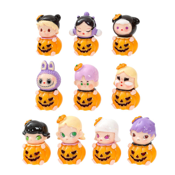 Wholesale Halloween Pumpkin Resin Figurine Set - 10 Styles DIY Desktop Decoration, Trendy Party Favor