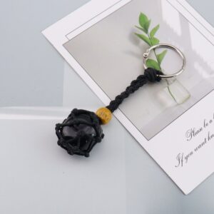 Black rope + obsidian keychain
