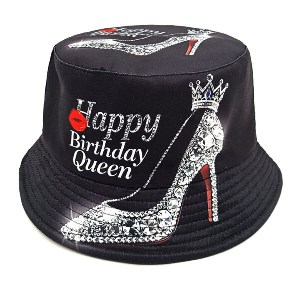 Wholesale Happy Birthday Crown High Heel Pattern Bucket Hat Fashion Accessory for Gift Boutique Resale