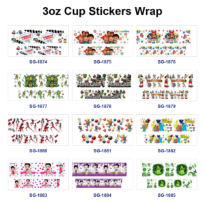 oly-363967b27414e662e05dd2ff72e150f2 Wholesale 8pcs Animation Cartoon Figure Pattern 3oz Cup Stickers Wrap OLY Exclusive