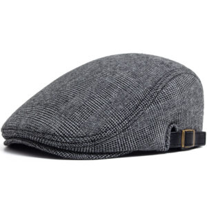 Wool peaked cap-plaid gray / Adjustable [56-59cm]
