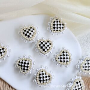 oly-3685a2936b9aa8a6717606fc2bbf894c Wholesale Resin White Heart Checkerboard Beads Phone Charm DIY Craft Supply