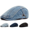 Wholesale Vintage Beret Caps for Women Men Washed Denim Cotton Sun Protection Hat