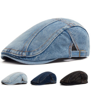 Wholesale Vintage Beret Caps for Women Men Washed Denim Cotton Sun Protection Hat