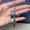Wholesale Gothic Thorn Cross Pendant Necklace Vintage Silver Hip Hop Punk Jewelry Accessory