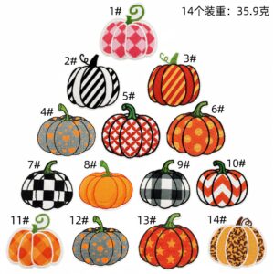 Colorful plaid pumpkin cloth patch set 14 pieces