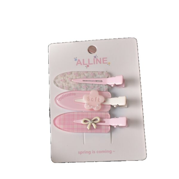 oly-36ac53545d00026bd70bdaf25f75560e Wholesale Spring Love Heart Grid Pattern Acrylic Hair Clips 3pcs Trendy Fashion Jewelry Accessory