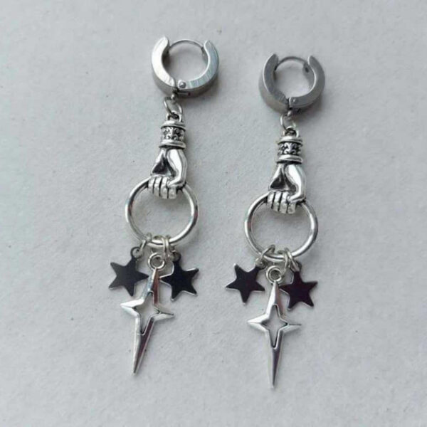 oly-36b370fd74201ce10cd1ad00d0806d43 Wholesale Star Hoop Earrings Stainless Steel Gothic Punk Y2K Style Fashion Jewelry Accessory for Party Wear