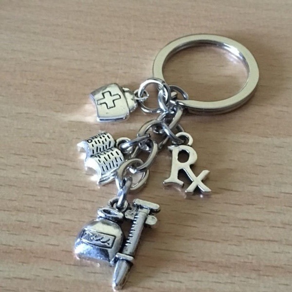 oly-36c429727012b1454a95a95fccd1f780 Wholesale Alloy Pharmacist Rx Symbol Keychain Fashion Accessory Keyring