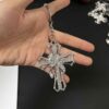 oly-36d38890ee159ffeb6d353112efa3d07 Wholesale Ins Style Rhinestone Cross Pendant Keychain Car Key Decorative Accessory