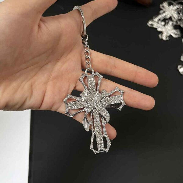 oly-36d38890ee159ffeb6d353112efa3d07 Wholesale Ins Style Rhinestone Cross Pendant Keychain Car Key Decorative Accessory