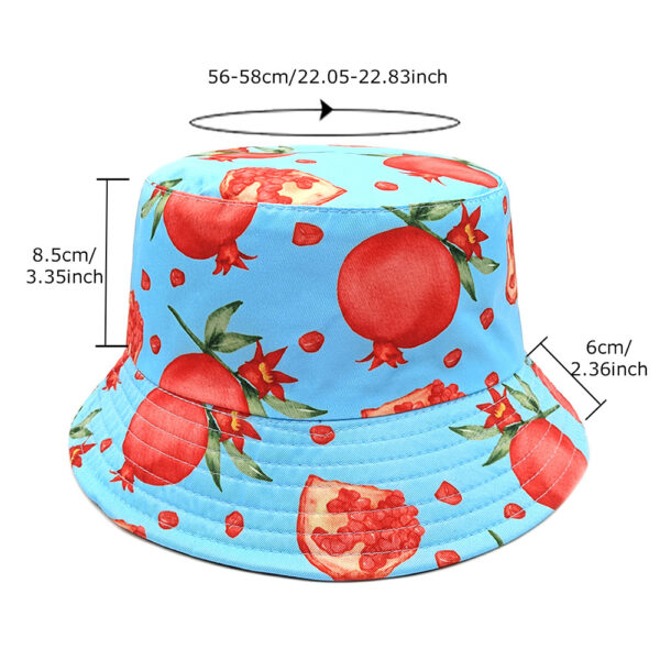 Wholesale Sunscreen Fisherman Hat Double Sided Pomegranate Print Summer Outing Fashion Accessory