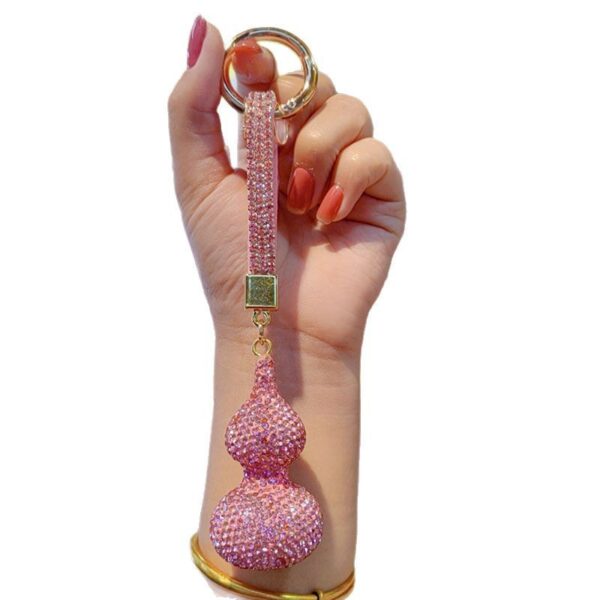 Wholesale Diamond Gourd Metal Keychain Red Car Key Accessory Bag Charm for Resale