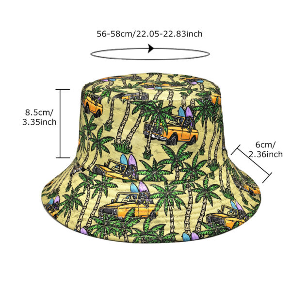 Wholesale European Casual Fisherman Hat Coconut Tree Print Sun Protection Beach Vacation