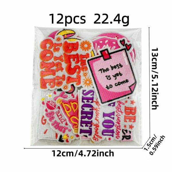 oly-37263ebc5974de4937999d40a1f9fab2 Wholesale Decorative Pink Inspirational English Embroidered Patch for Clothing Accessory