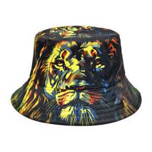 Wholesale Lion Print Reversible Bucket Hat Sun Protection Casual Fashion Accessory
