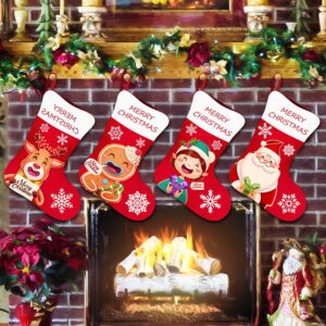 Wholesale Christmas Socks Set Four Piece Snowman Deer Design Decorative Candy Socks for Home Decor Party