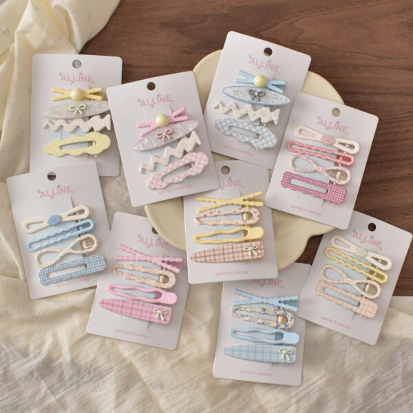 Wholesale Spring Floral Metal Hair Clip 4pcs Pink Bow Boutique Resale Accessory