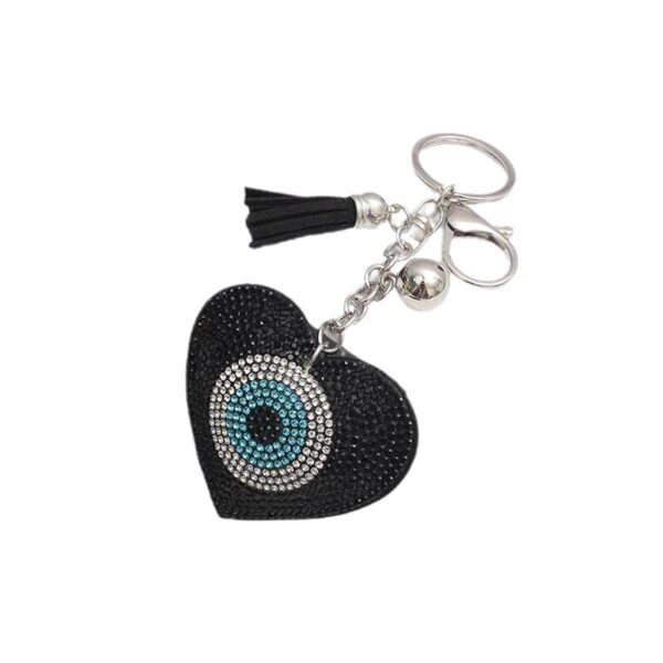 oly-37597591bf3280322de684a287751e1a Wholesale Evil Eye Red Rhinestone Keychain with Tassel Fashion Accessory for Bag Car Key