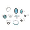 oly-37c0f6e89668978205ef08afbd3ae327 Wholesale Vintage Turquoise Geometric Ring Set 10 Piece Jewelry Accessory for Boutique Resale