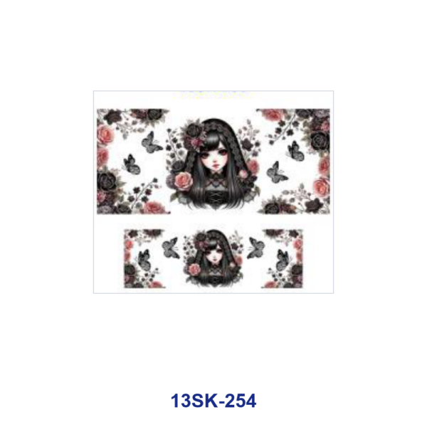 Wholesale 8pcs Gothic Girl Black Rose Mini Cup Keychain Sticker