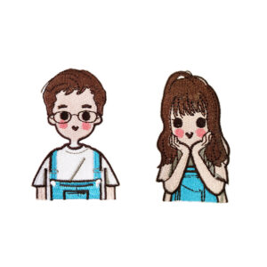 Cartoon Couple Cloth Sticker 1#* Self-adhesive Cloth Sticker