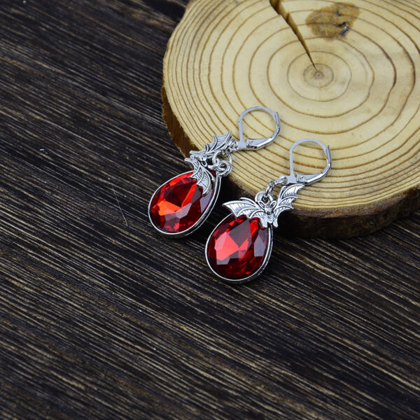 oly-380765f8b182fc322645b2c5f21508a2 Wholesale Gothic Bat Drop Earrings Red Black Zinc Alloy Fashion Accessory