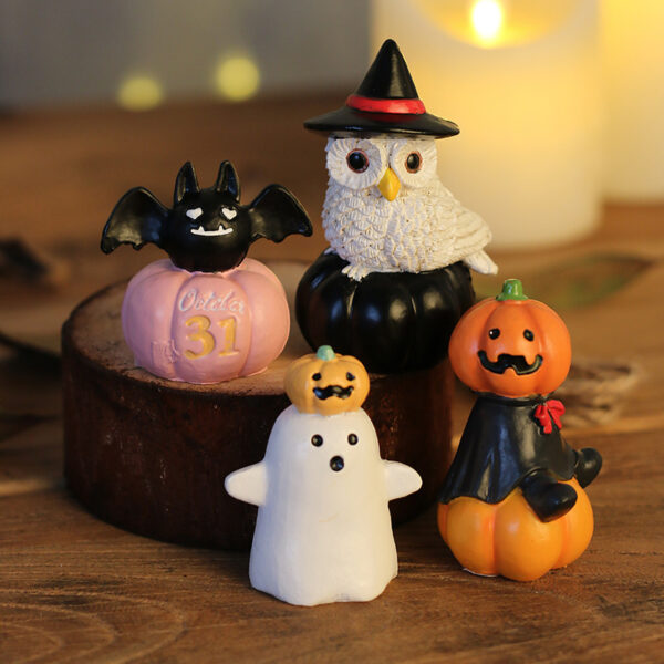oly-381ba9425ed5ac881511c29e5c1aa1fe Wholesale Halloween Resin Owl Bat Pumpkin Ghost Figurine Home Decor Party Gift Resale